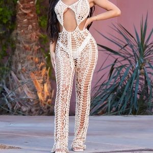 Crochet jumpsuit cover up